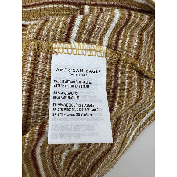 Womens American Eagle Top Size XS Soft & Sexy Rib Striped Button Up Crop - Picture 9 of 10